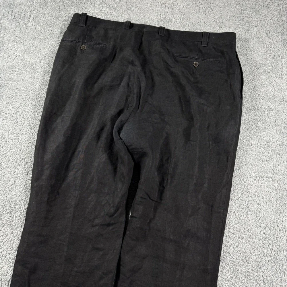 Ralph Lauren Pants Mens 40x32 (40x31) Black 100% Linen Straight Leg Trousers